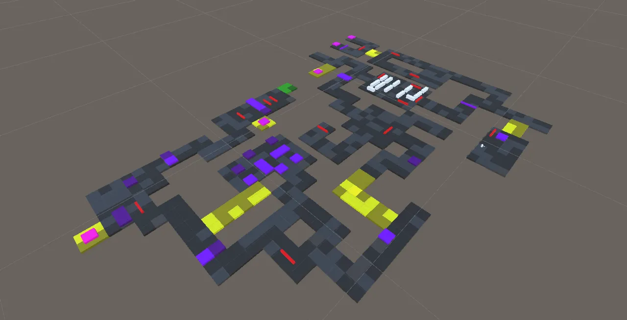 Iterated level map with coloured blocks for each player